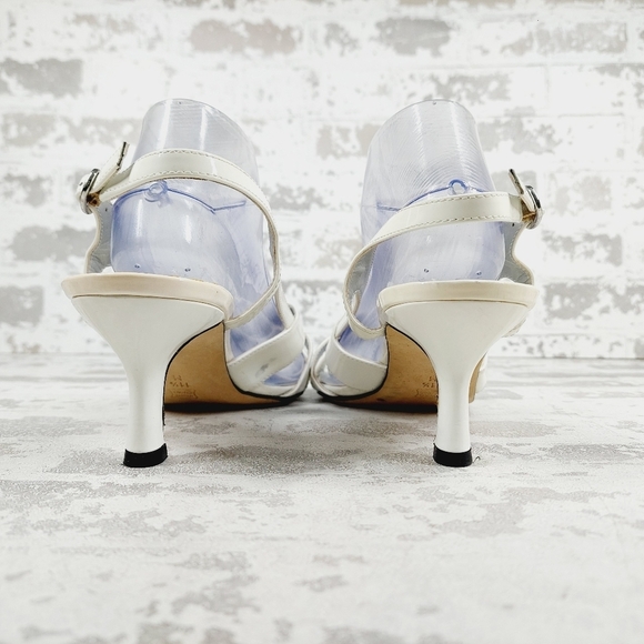 New VanEli Women's White Faux Patent Leather 2" Heel Sandals T662 - Picture 6 of 13